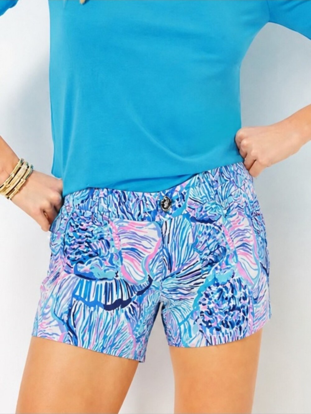 Lilly Pulitzer Blue Fishful Thinking Callahan Stretch Shorts (New With Tags)